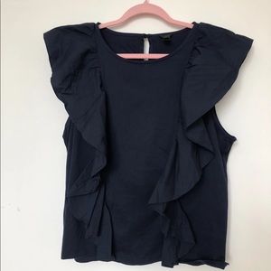 Navy Ruffle Top